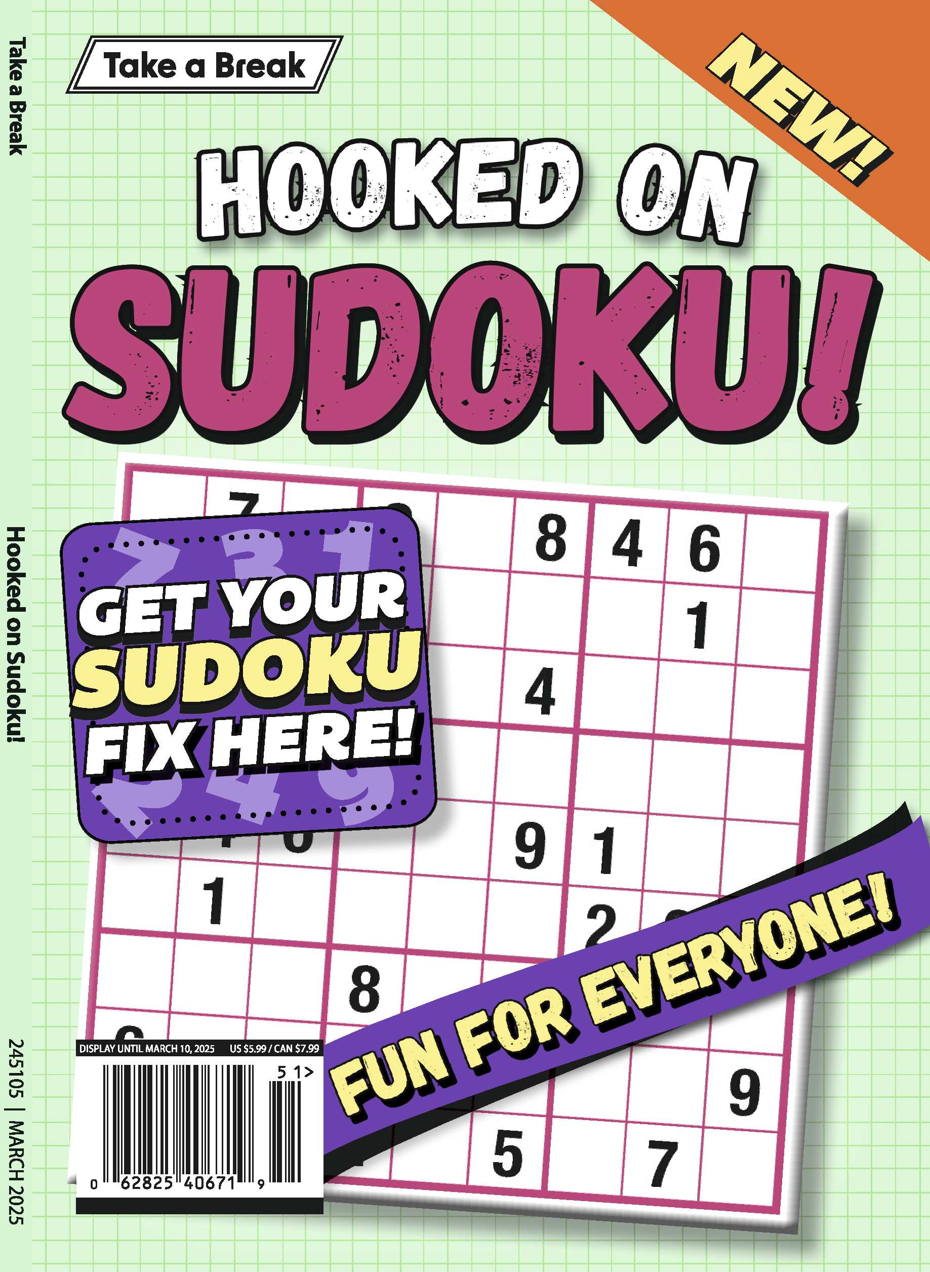 Take a Break - Hooked on Sudoku 24.12.06: Large Print, Get Your Sudoku Fix Here, Fun For Everyone To Enjoy! Magazine Shop US