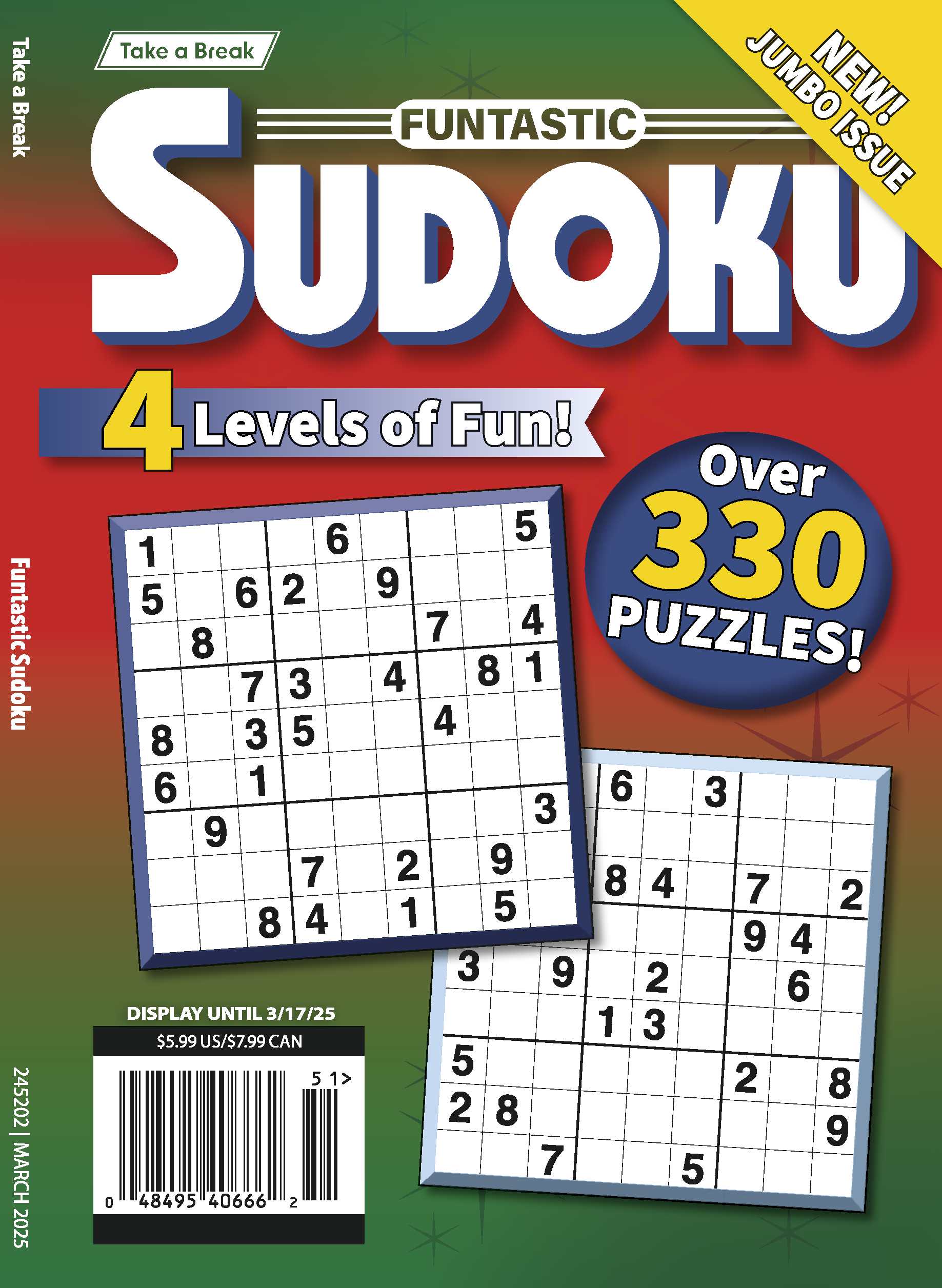 Take a Break- Funtastic Sudoku 24.12.13: Over 330 Puzzles, 4 Levels Of Fun, Unwind, Relax, Solve & Enjoy Your Sudoku Puzzle! Magazine Shop US