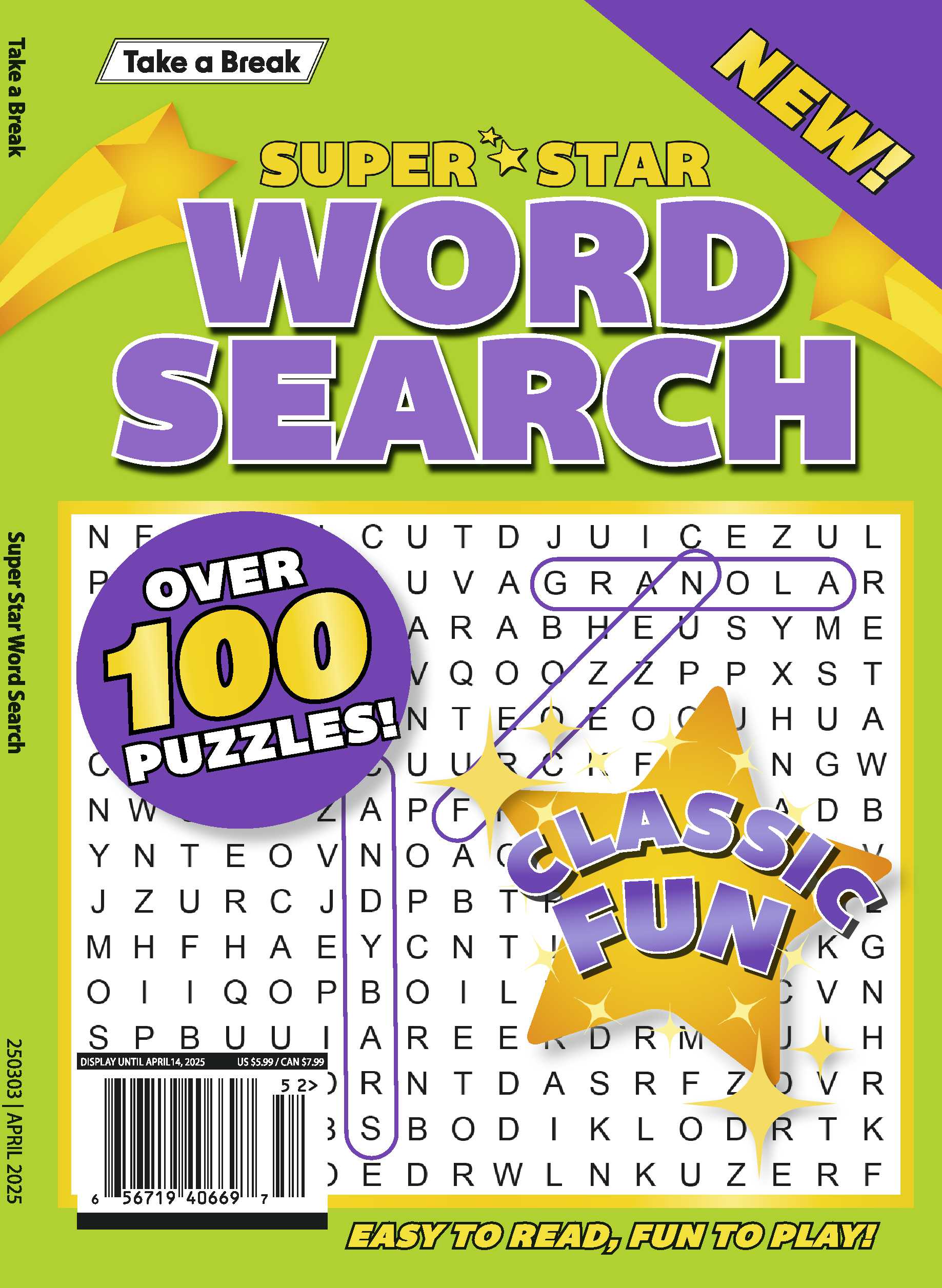 Take a Break- Superstar Word Search 25.01.10: Over 100 Puzzles, Classic Fun, Easy To Read, Fun To Play, Relax, Solve & More! Magazine Shop US