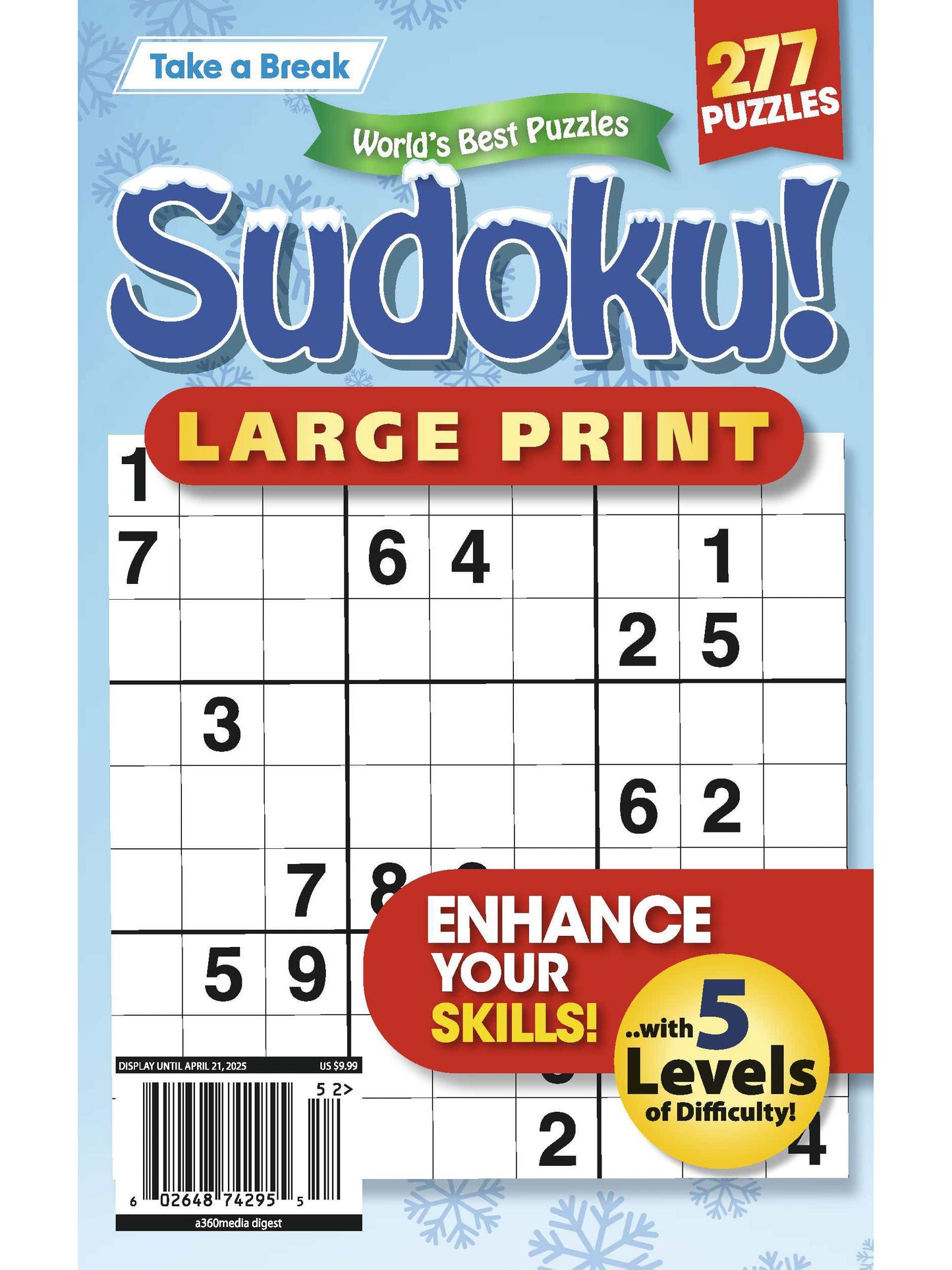 World's Best Puzzles - Sudoku 25.01.17: 277 Large Print, Winter Themed Puzzles, 5 Levels Of Difficulty, Enhance Your Skills, Relax, Unplug, Solve & More! Magazine Shop US