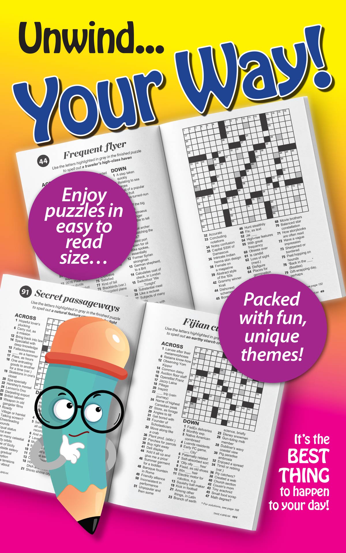 World's Best Puzzle - Crossword 25.04.11: 99 Puzzles & Mystery Words, Bonus Word Scrambles, Take On The Go, Enjoy Hours Of Mind-Boosting Fun & More! Magazine Shop US