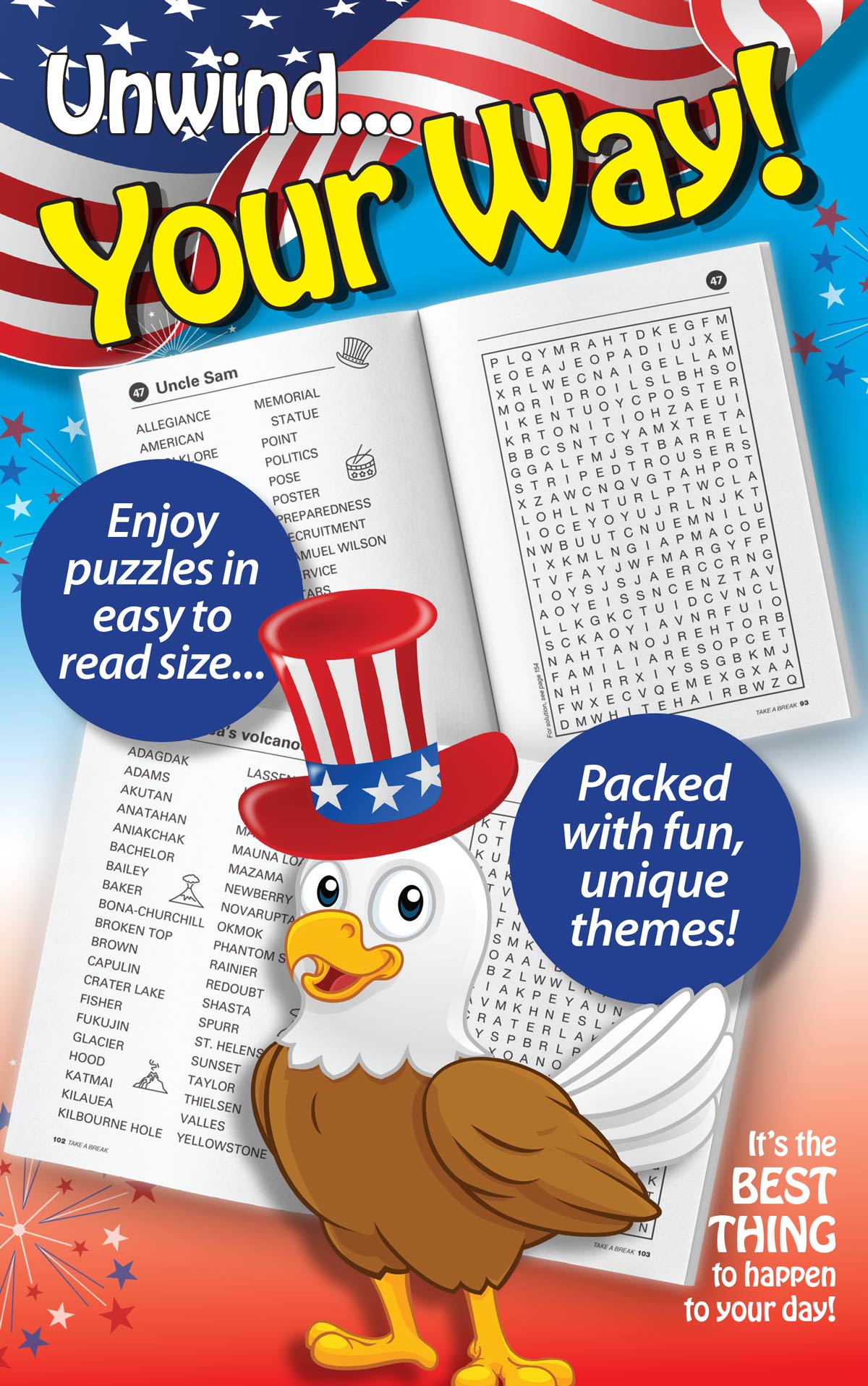 World's Best Puzzle - Word Search 25.05.02: 71 Large Print Puzzles, All Things America, Patriotic Puzzles, Easy To Read, Unwind, Relax, Sharpen Your Brain & More! Magazine Shop US