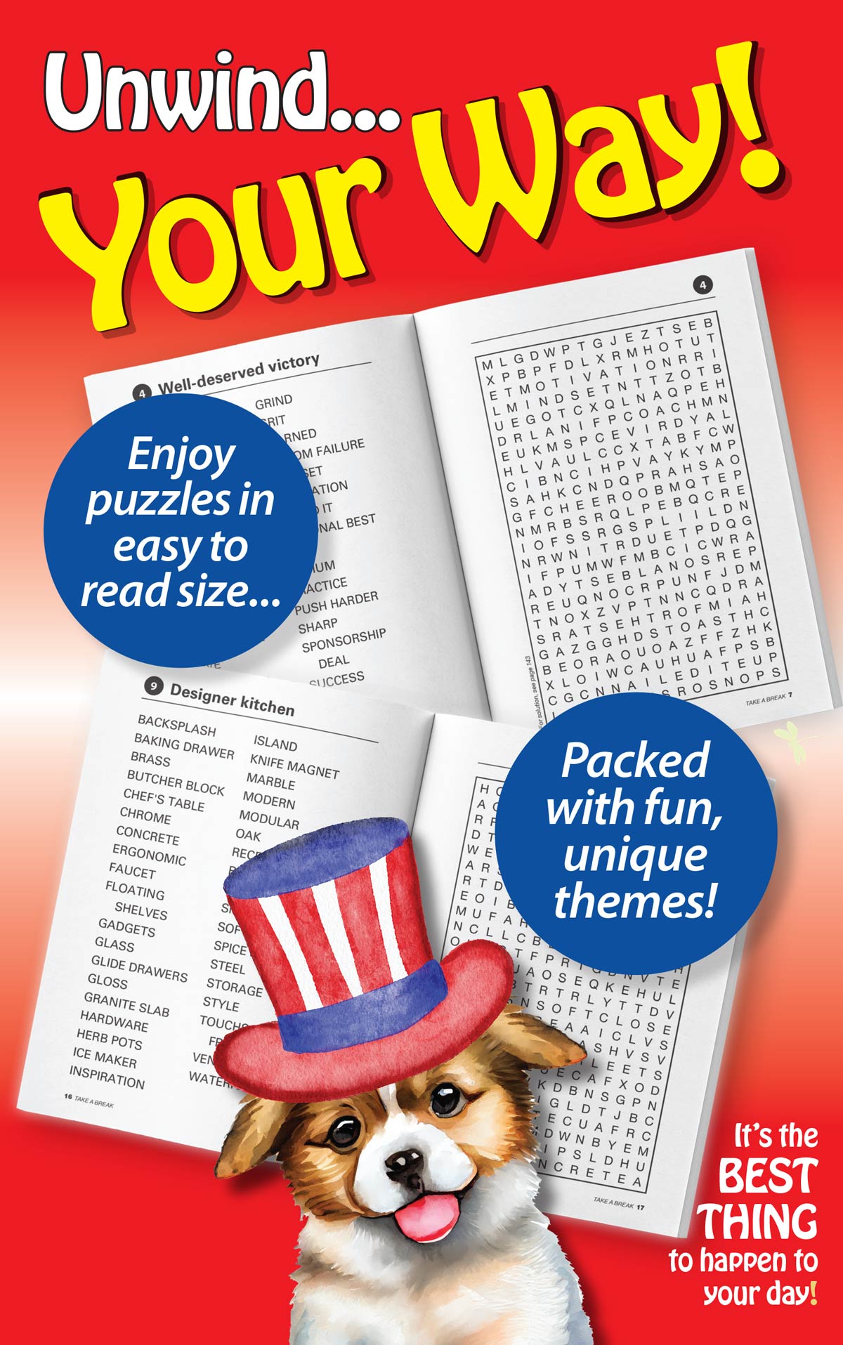 World's Best Puzzle - Word Search 25.05.30: 71 Large Print Puzzles, 100 Pages, Patriotic, Dog Lovers, American-Themed! The Perfect Way To Unwind, Sharpen Your Brain, Skills, Unplug & Relax! Magazine Shop US