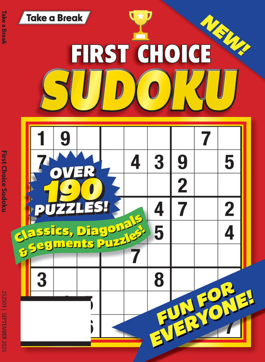 Take a Break - First Choice Sudoku 25.06.13: Large Print, Over 190 Puzzles, Classics, Diagonals, Segment Puzzles, Games, Mind Boosting Fun, Unplug, Solve, Relax & More! Magazine Shop US