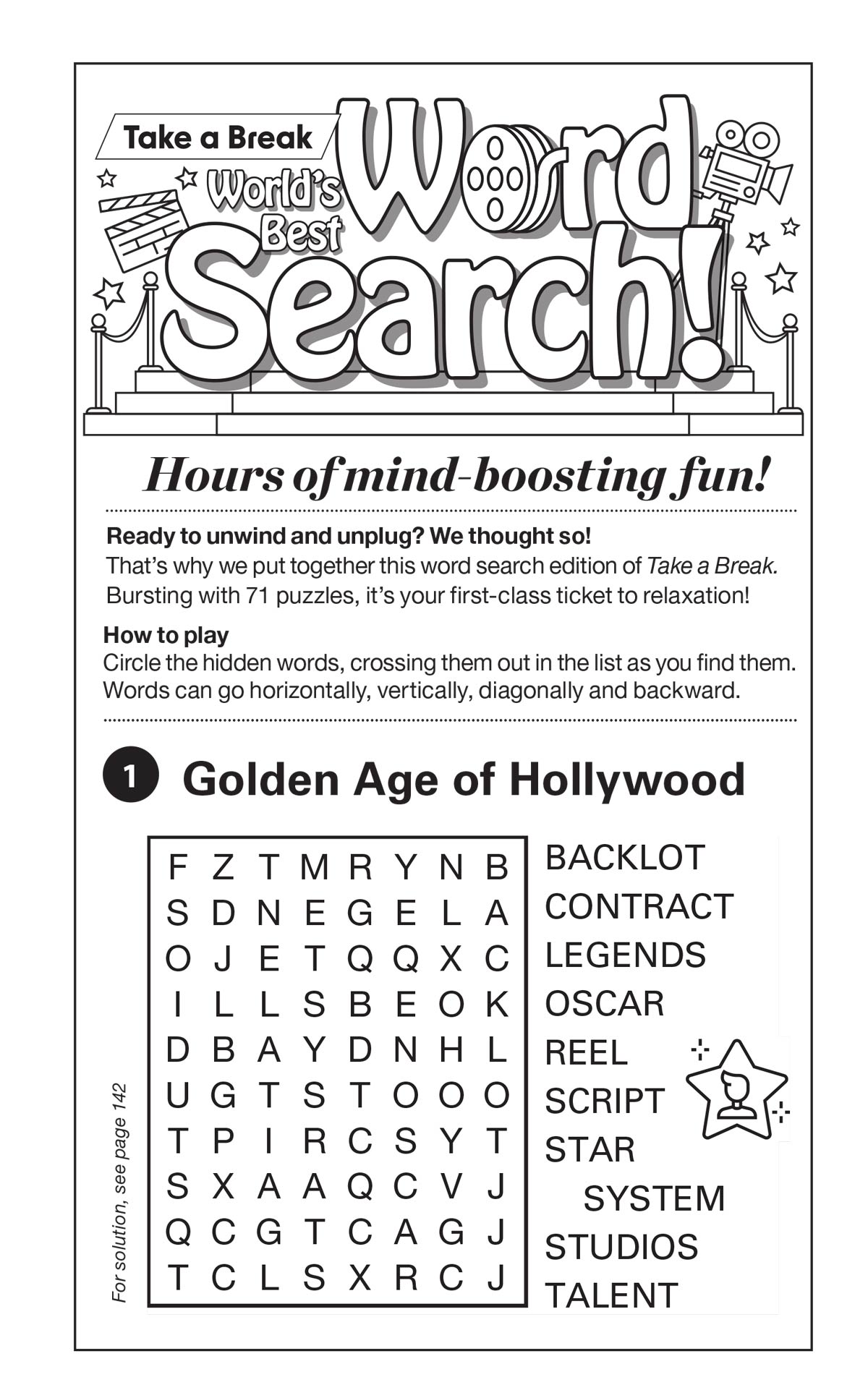 World's Best Puzzle - Word Search 25.08.15: Large Print, 71 Themed Puzzles, Golden Age Of Hollywood, Relax & Unwind, Solve, Sharpen Your Brain & More! Magazine Shop US
