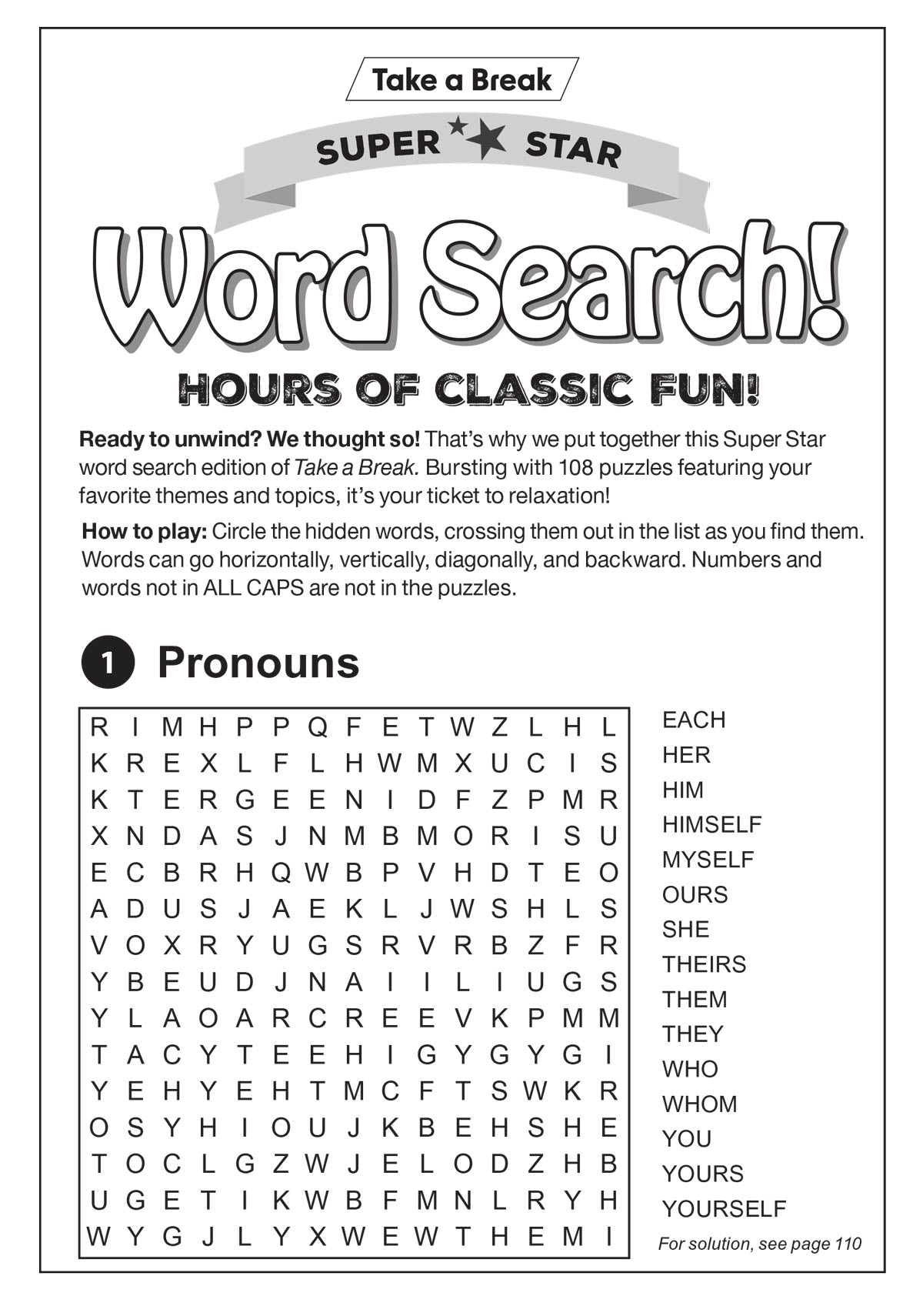 Take a Break - Superstar Word Search 25.08.15: Over 100 Puzzles For Classic Fun, Easy To Read, Fun To Play, Relax, Unwind, Solve, Great For Travel, Brain Boosters & More! Magazine Shop US