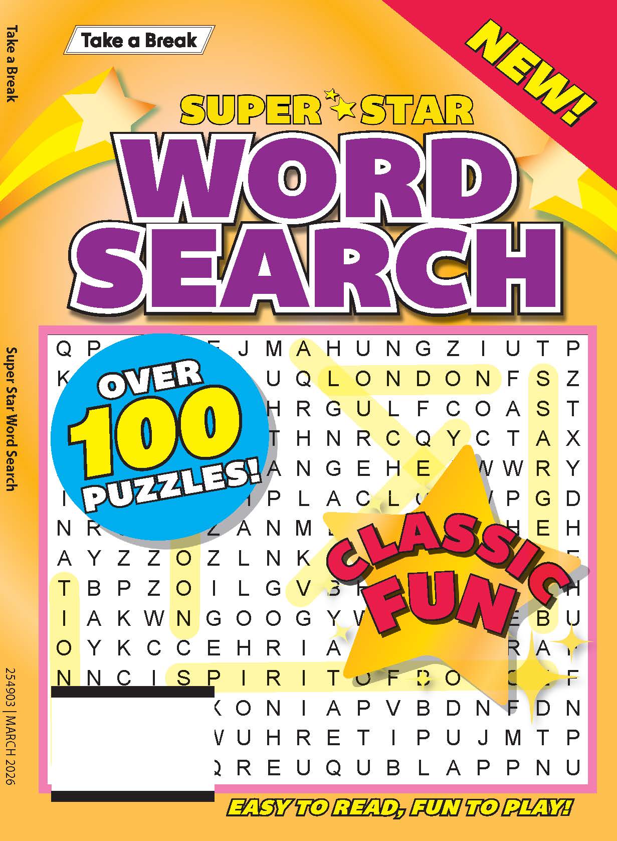 Take a Break - Superstar Word Search 25.11.28: Over 100 Puzzles, Classic Fun, Easy To Read, Fun To Play, Relax & Unwind, Great For Travel, Solve & More! Magazine Shop US