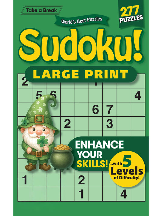 World's Best Puzzle - Sudoku 26.01.09: Large Print, 277 Puzzles, St. Patrick & Leprechaun Themed, 5 Levels Of Difficulty, Relax & Unwind, Great For Travel, Brain Booster & More! Magazine Shop US