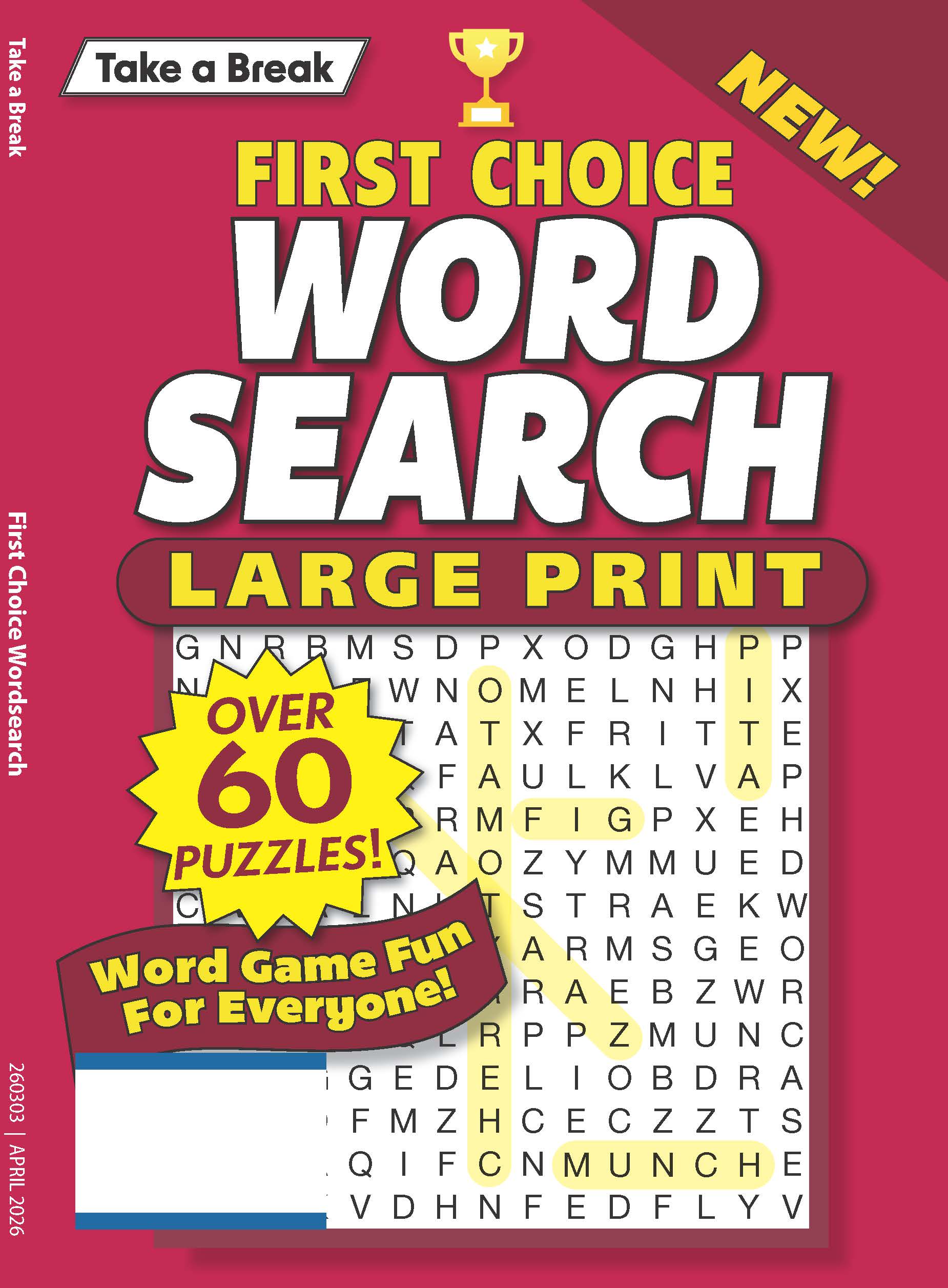 Take a Break - First Choice Word Search 26.01.09: Large Print, Over 60 Puzzles, Word Game Fun For Everyone, Relax & Unwind, Great For Travel, Brain Booster & More! Magazine Shop US