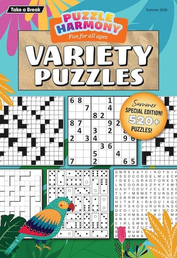 Puzzle Harmony - Variety Puzzles Summer 2026 Special: 520+ Puzzles, Summer Themed Full-Sized Book, Perfect For All Ages, Crossword, Sudoku, Dominoes, Word Search, Relax, Unwind, De-Stress & Solve! Magazine Shop US