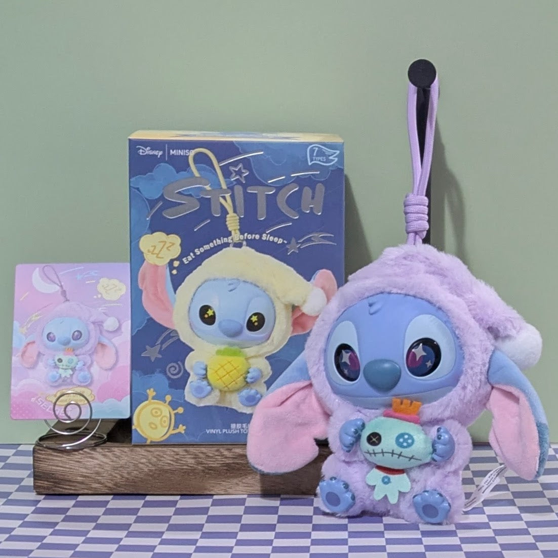 [In Stock] MINISO Stitch Eat Something Before Sleep Plush Keychain Blind Box (SECRET) Stitch with Scrump Ralphie's Funhouse
