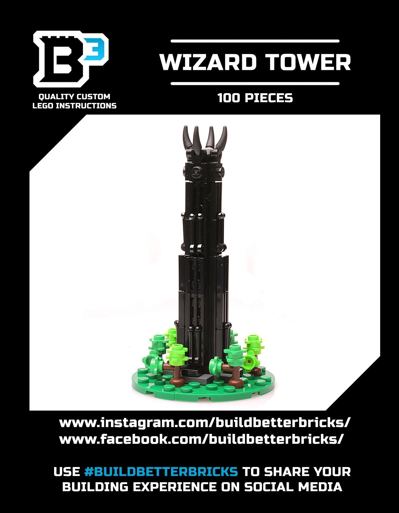 Dark Wizard Tower Building Set made using LEGO parts B3 Customs