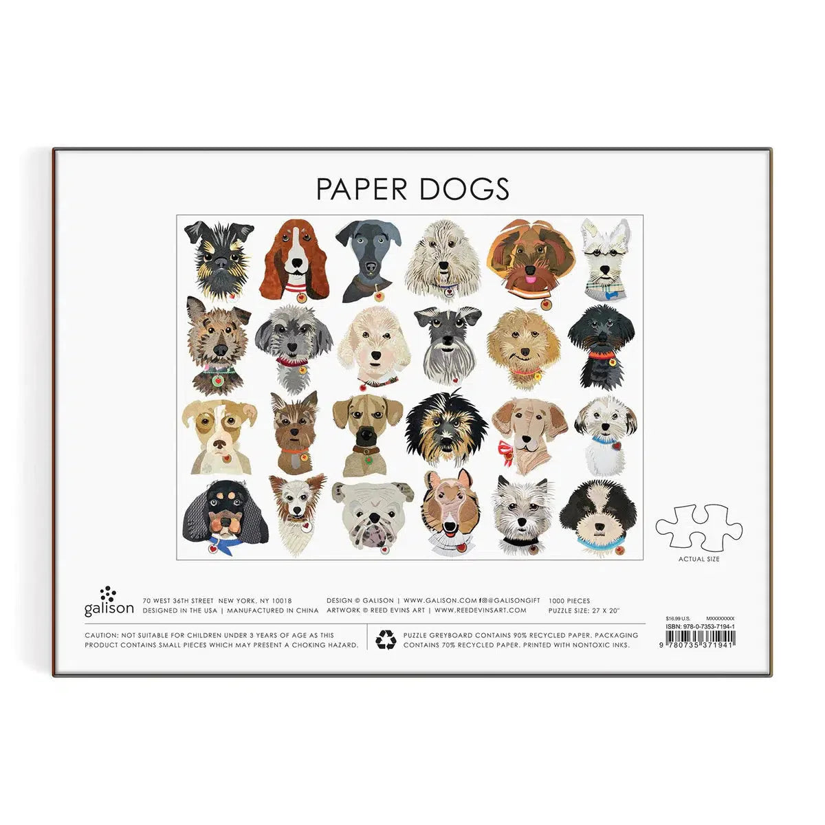 Paper Dogs 1000 Piece Jigsaw Puzzle Galison