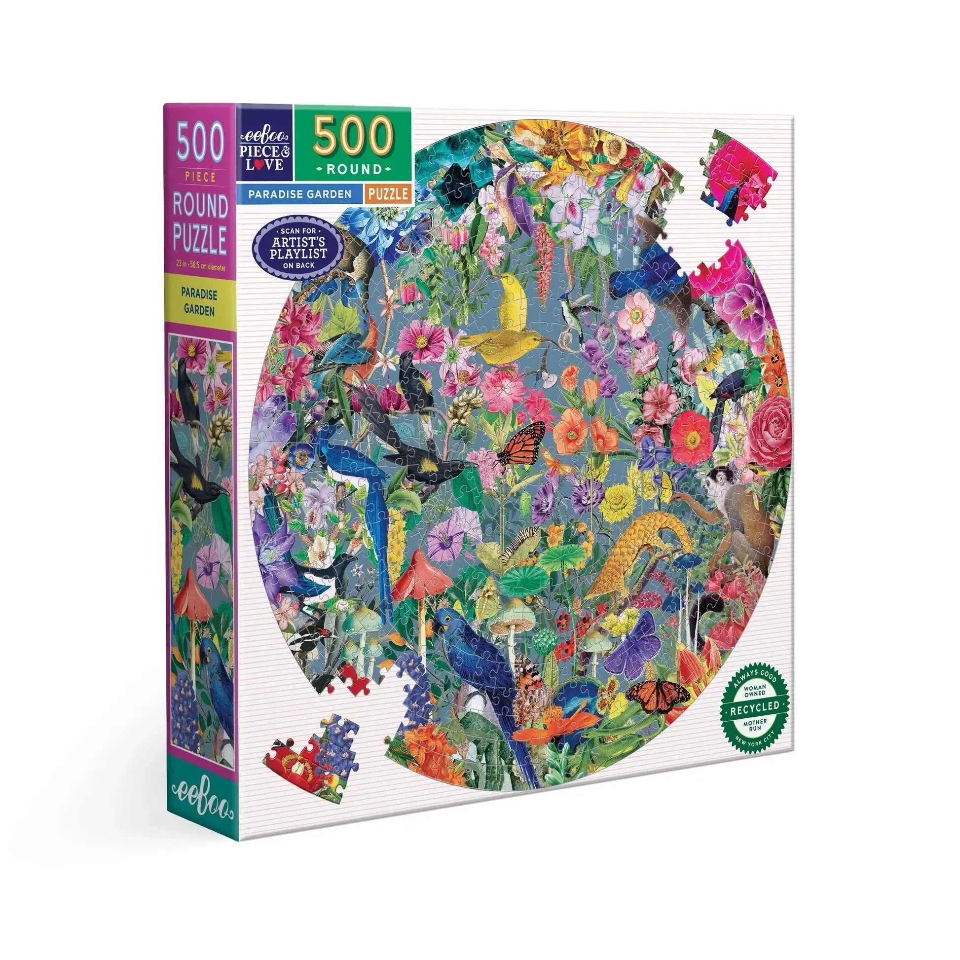 Paradise Garden 500 Piece Round Jigsaw Puzzle eeBoo Puzzle Merchant