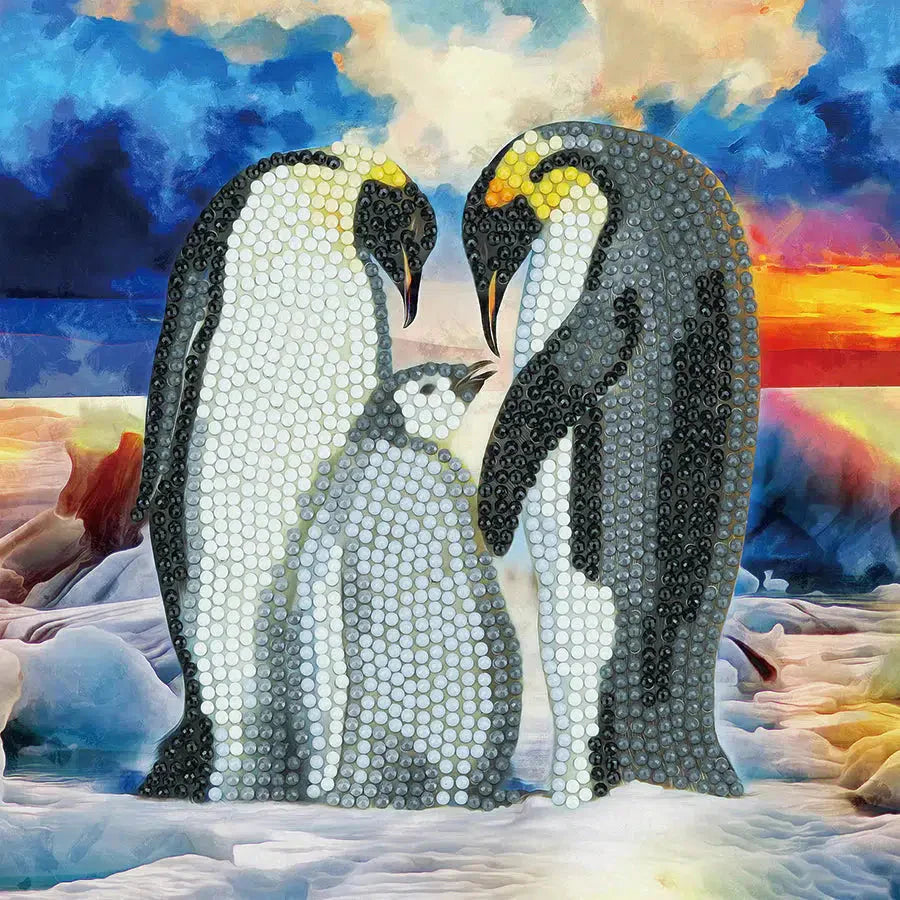 Penguin Family Crystal Art Card Kit Craft Buddy Puzzle Merchant