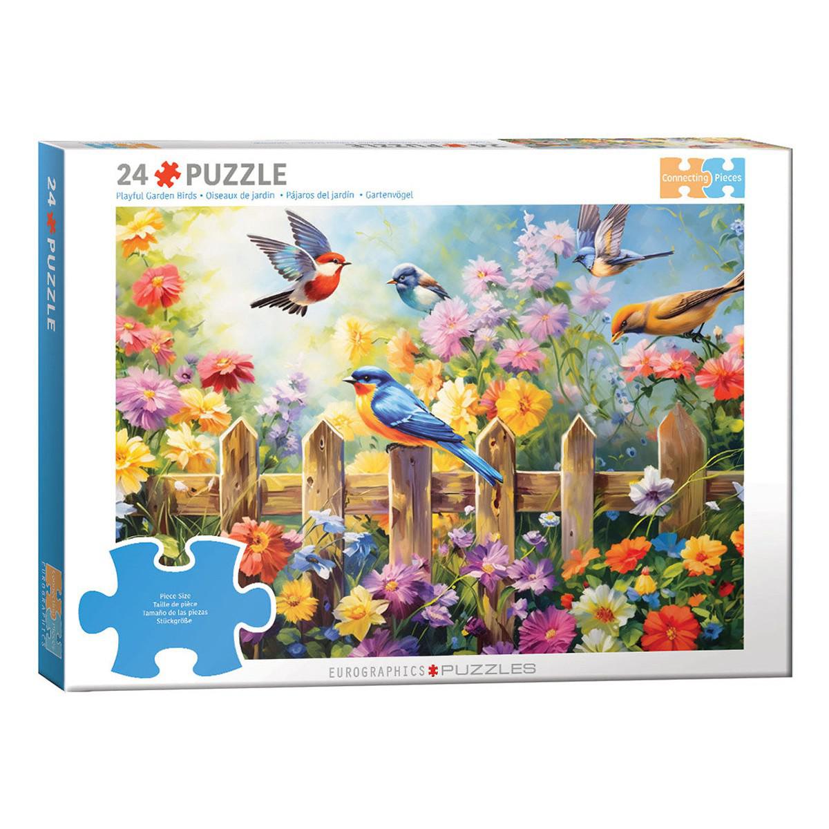 Playful Garden Birds 24 Connecting Pieces Jigsaw Puzzle Eurographics Puzzle Merchant