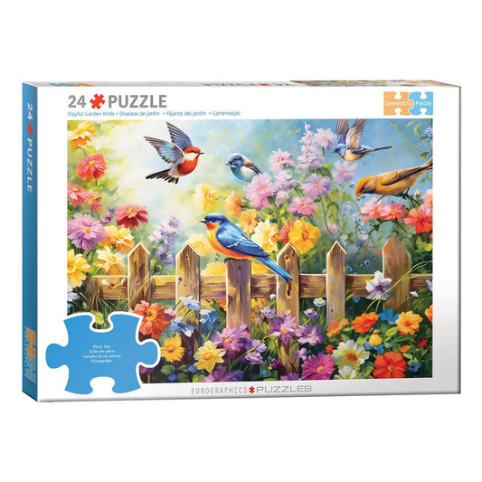 Playful Garden Birds 24 Connecting Pieces Jigsaw Puzzle Eurographics Puzzle Merchant