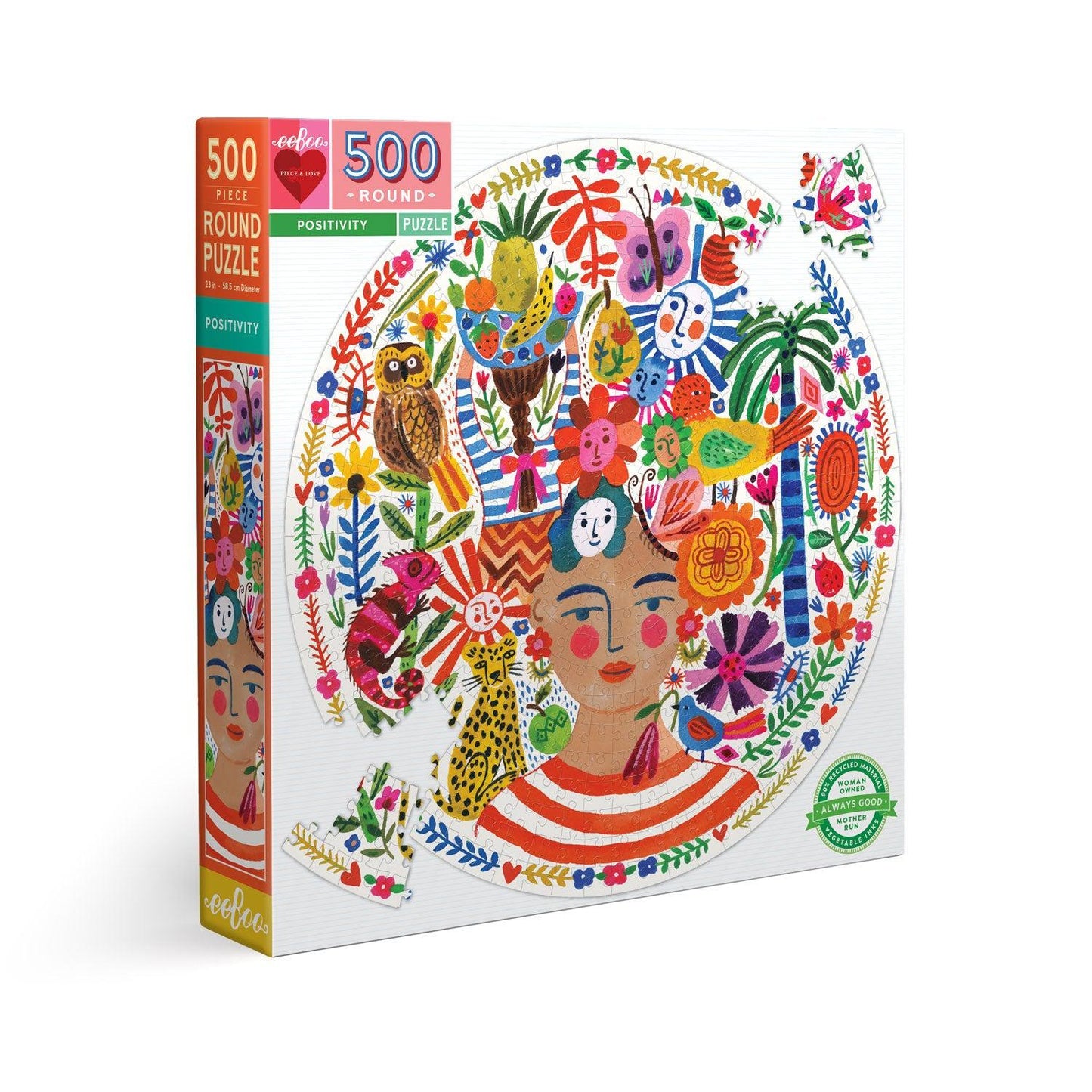 Positivity 500 Piece Round Jigsaw Puzzle eeBoo Puzzle Merchant