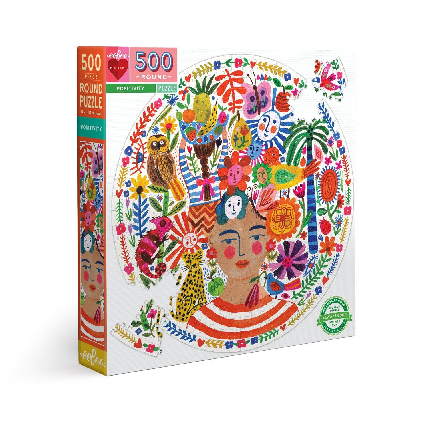 Positivity 500 Piece Round Jigsaw Puzzle eeBoo Puzzle Merchant