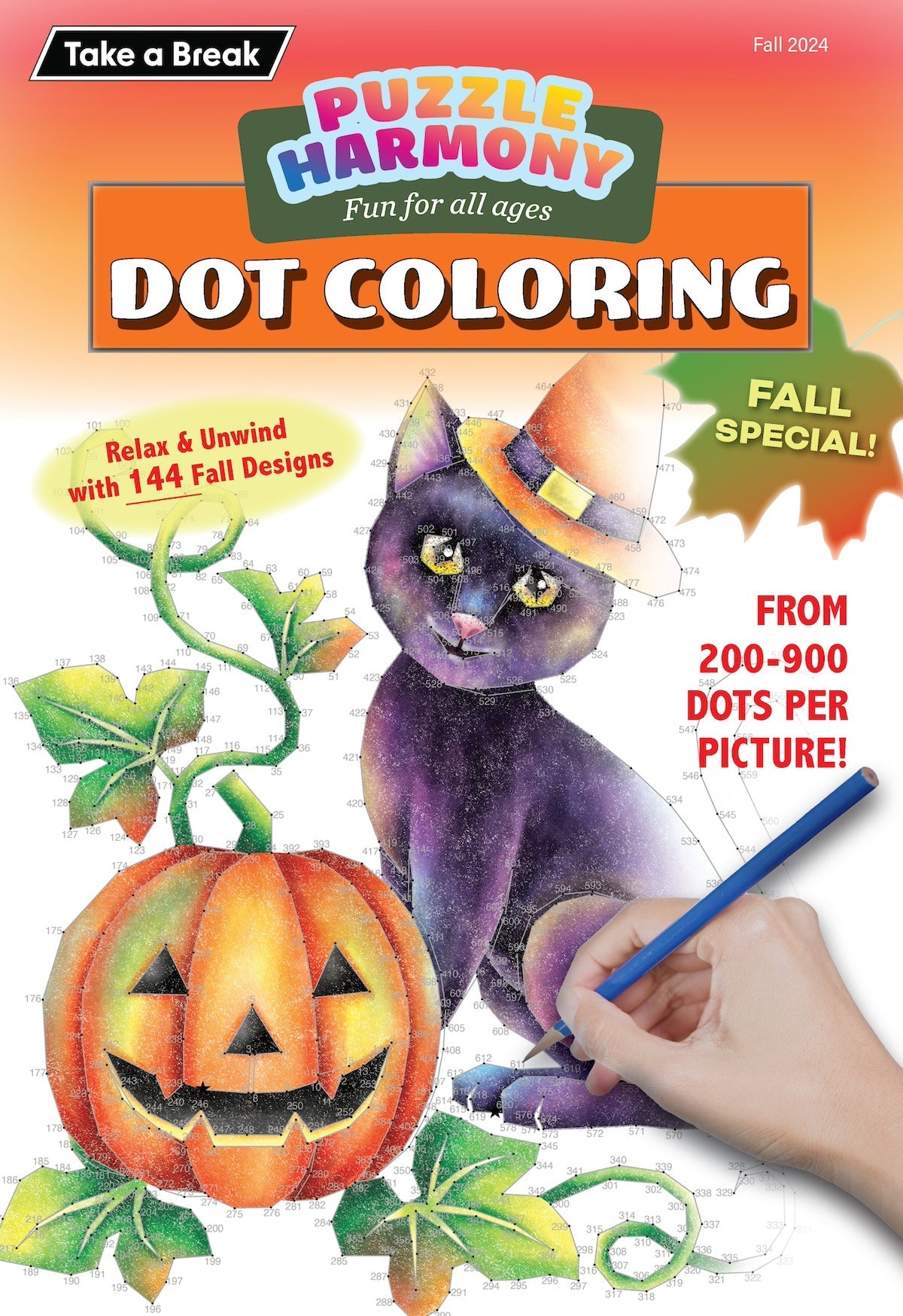 Puzzle Harmony - Dot Coloring 244113 Fall Special!: 144 Fall Designs, From 200-900 Dots Per Picture, Fun For All Ages, Relax, Unwind, Unplug, De-Stress, Adult Coloring Book, Unlock Creativity & Draw! Magazine Shop US