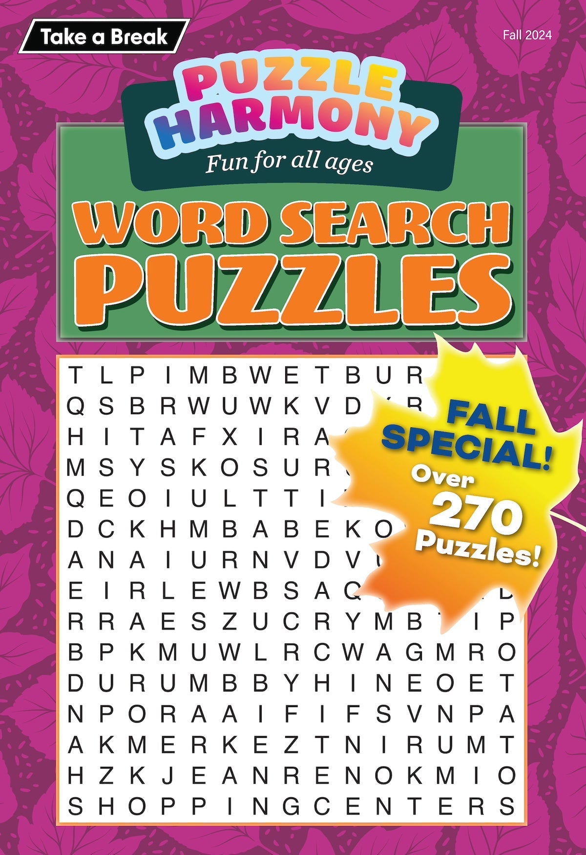 Puzzle Harmony - Word Search Fall Special: 270+ Puzzles, Activity Book, Fun For All Ages, Brain Challenges, Relax, Unwind, Unplug, De-Stress, Recharge, Reduce Anxiety, Take A Break & Solve! Magazine Shop US