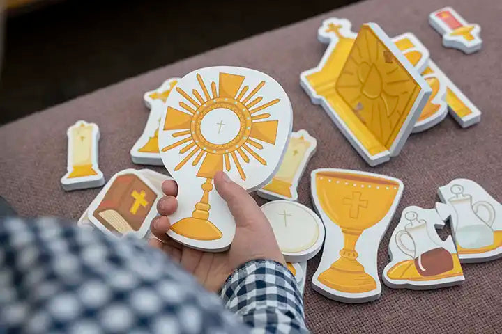 Quiet Mass Set: Catholic Children's Toy Puzzle - Learn Vessels, Explore Faith with Monstrance, Chalice & More! Puzzle Planet