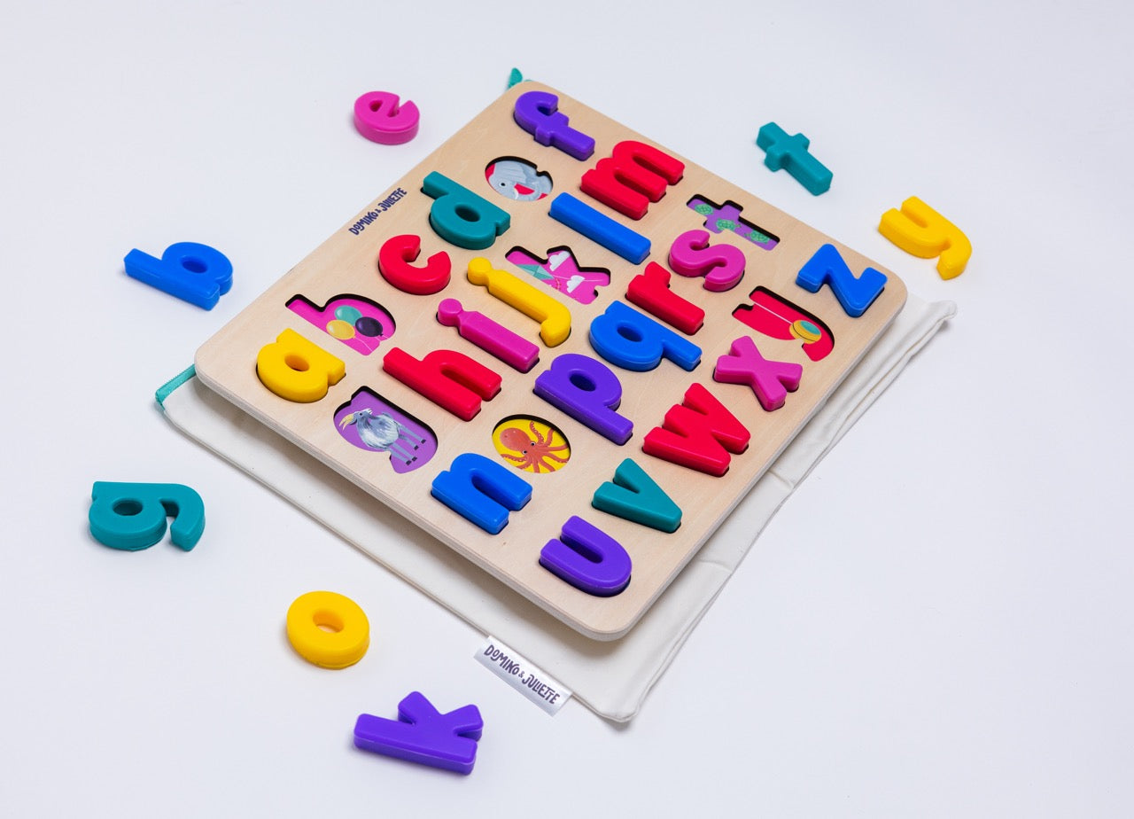 Puzzle Planet: Alphabet Find & Fit Puzzle - Wooden Toy with Silicone Letters for Kids