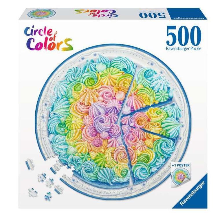 Rainbow Cake "Circle of Colors" 500 Piece Round Jigsaw Puzzle Ravensburger