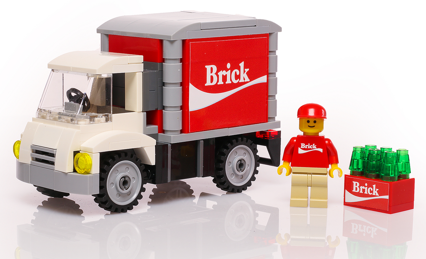 Custom Brick Soda Delivery Truck with Minifigure made using LEGO parts B3 Customs