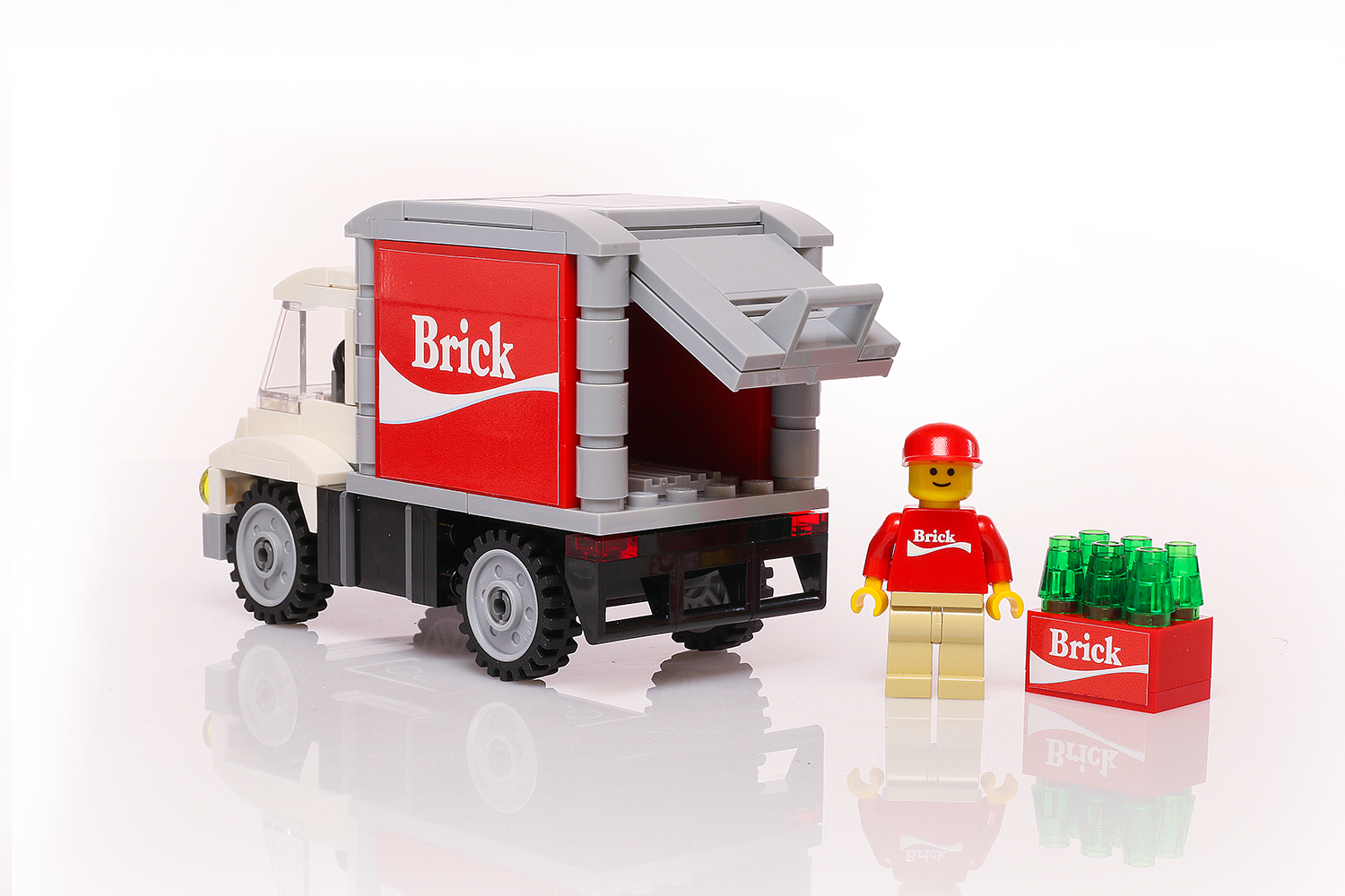 Custom Brick Soda Delivery Truck with Minifigure made using LEGO parts B3 Customs