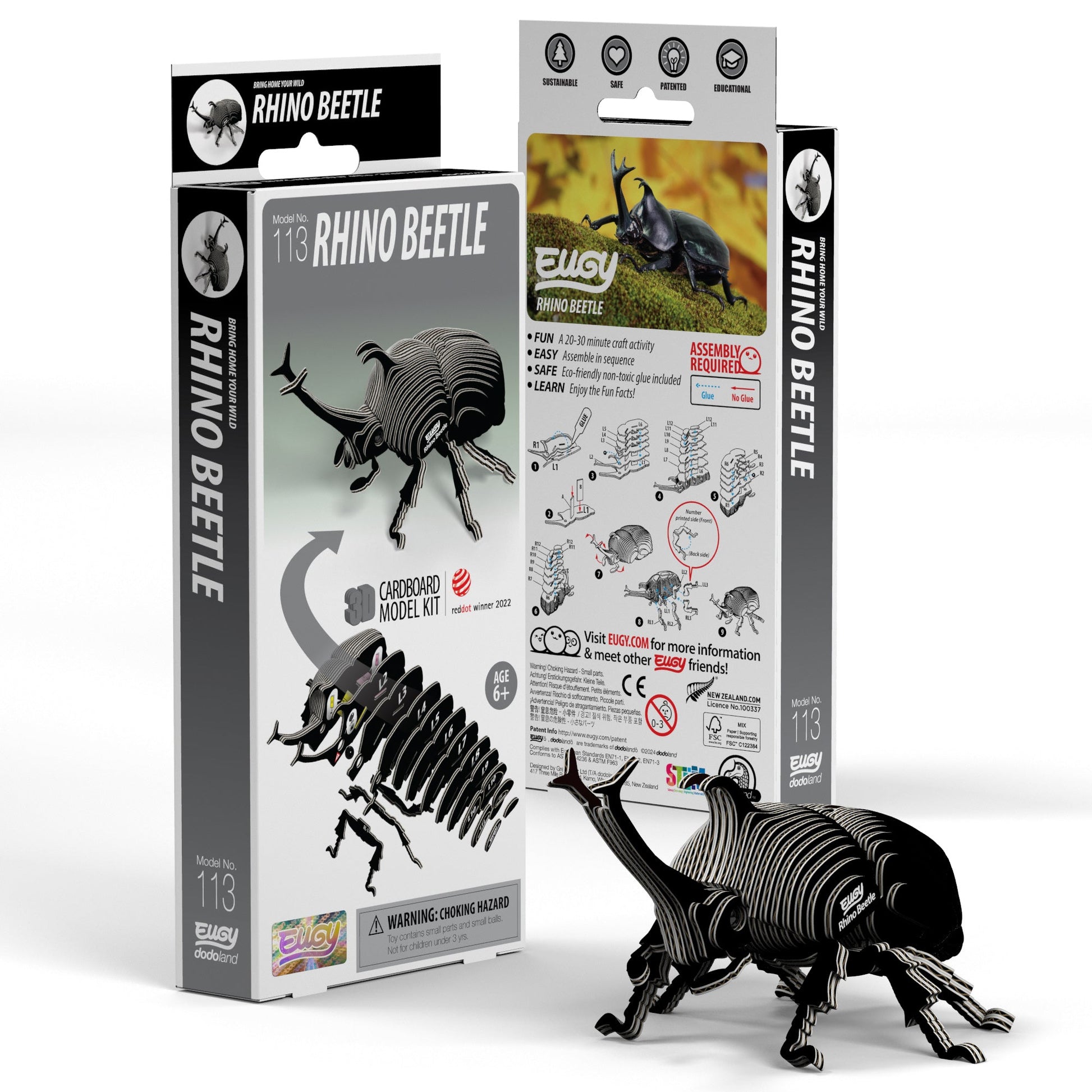 Rhino Beetle 3D Cardboard Model Kit Eugy Puzzle Merchant