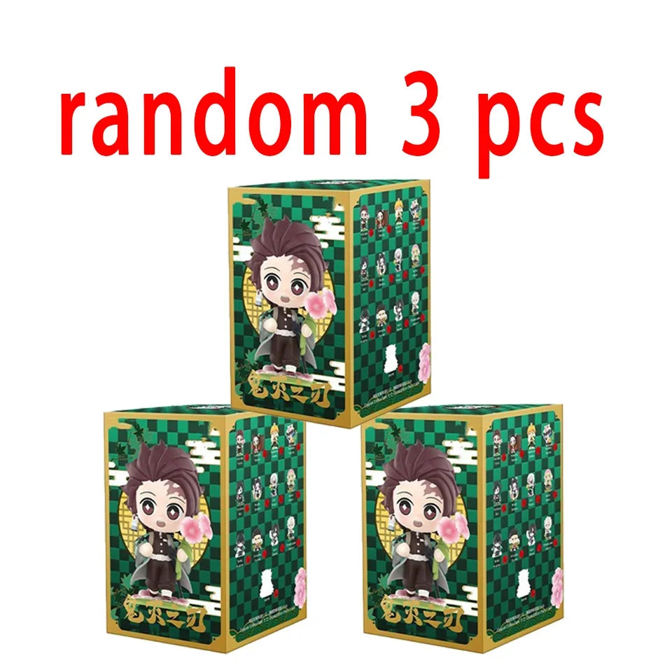 Demon Slayer Blind Box: 12pcs Tanjiro Nezuko Anime Figures random 3 pcs Infinite Visibility