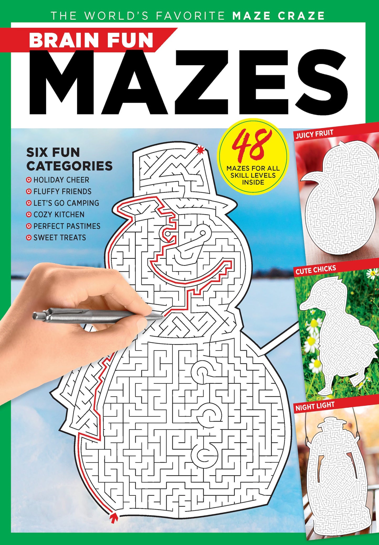 Brain Fun - Mazes: 48 Puzzles, All Skill Levels, Holiday Gingerbread Cookies, Christmas Snowmen, Twisty Paths, Avoid Traps, Dead-End Techniques, Pencil Tricks, Solving Tips & Solutions Inside! Magazine Shop US