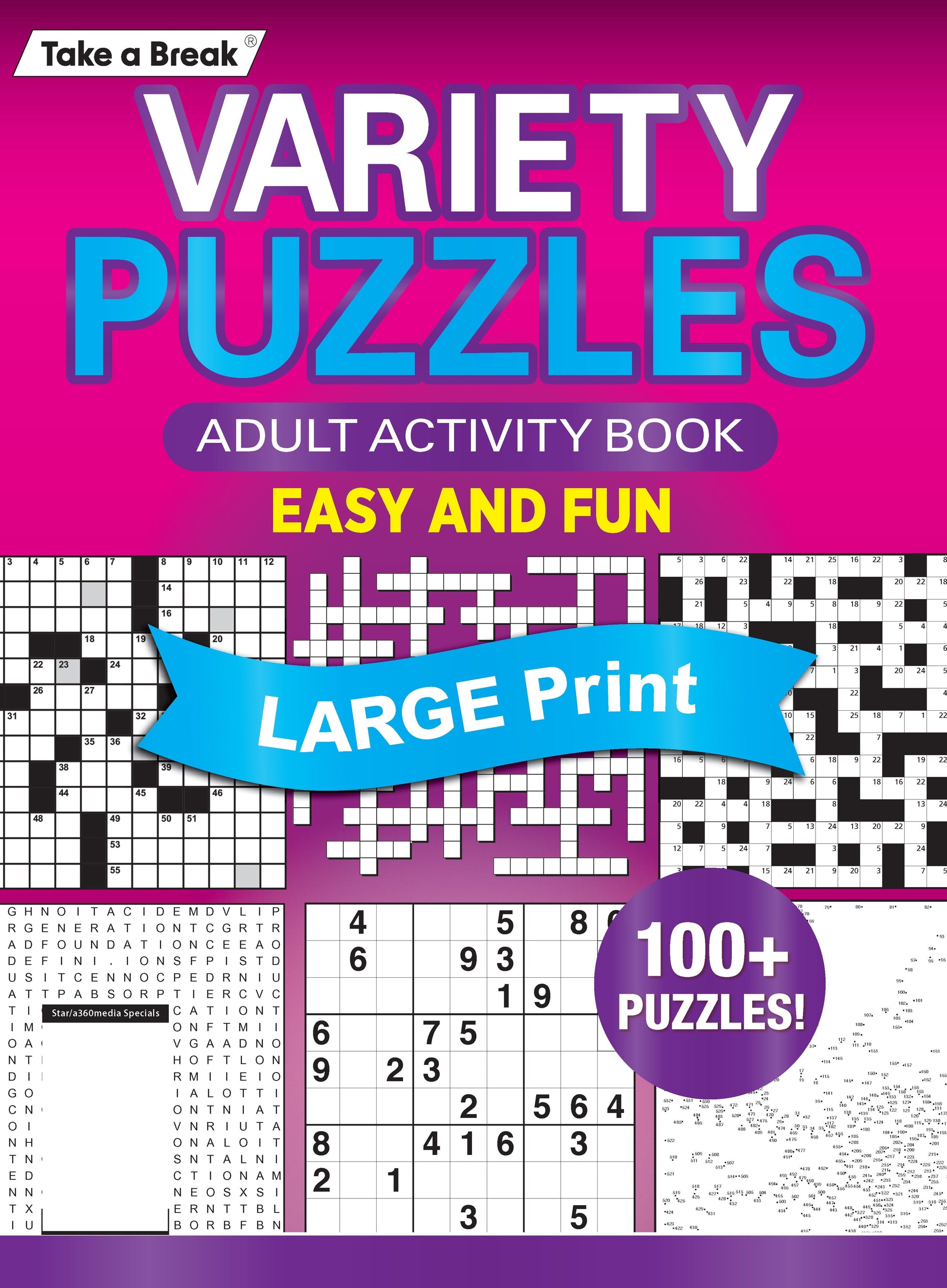 Variety Puzzles 240504 Large Print - Unplug and Unwind! Adult Activity Book: 100+ Puzzles, Easy & Fun, Sudoku, Word Search, Crossword, Dot-To-Dot, Coloring Book, CrissCross, Codebreakers & Solve! Magazine Shop US