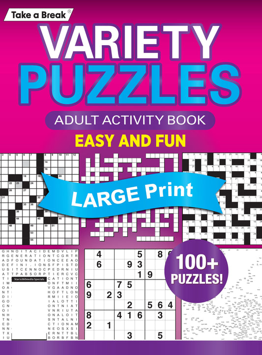 Variety Puzzles 240504 Large Print - Unplug and Unwind! Adult Activity Book: 100+ Puzzles, Easy & Fun, Sudoku, Word Search, Crossword, Dot-To-Dot, Coloring Book, CrissCross, Codebreakers & Solve! Magazine Shop US