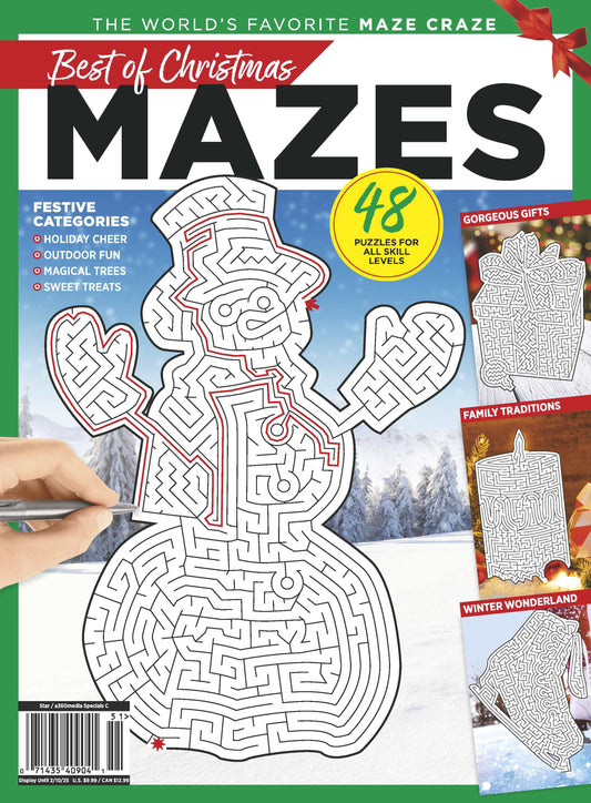 Christmas Mazes - 48 Puzzles For All Skill Levels, Family Fun, Festive Categories, Holiday Cheer, Outdoor Fun, Magical Trees, Sweet Treats, Helpful Tips, Challenge Brain, Relax, Unwind, Unplug & Solve Magazine Shop US