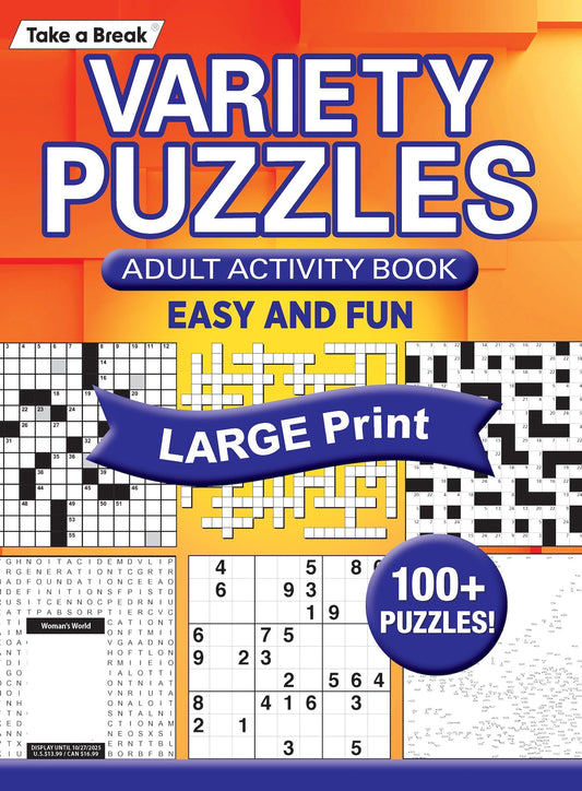 Take a Break - Variety Puzzles 25.07.25: 100+ Puzzles, Adult Activity Book, Easy & Fun Large Print Puzzles, Sudoku, Crossword, Word Search, Connect The Dots, Sharpen Your Mind & More! Magazine Shop US
