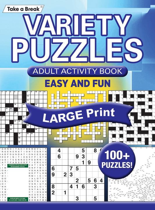 Variety Puzzles - 25.11.21: Easy & Fun Adult Activity Book, Over 100 Large Print Puzzles, Crosswords, Wordsearches, Sudoku, Dot To Dot Coloring, Boost Brain Power, Sharpen Your Memory, Relax & More! Magazine Shop US