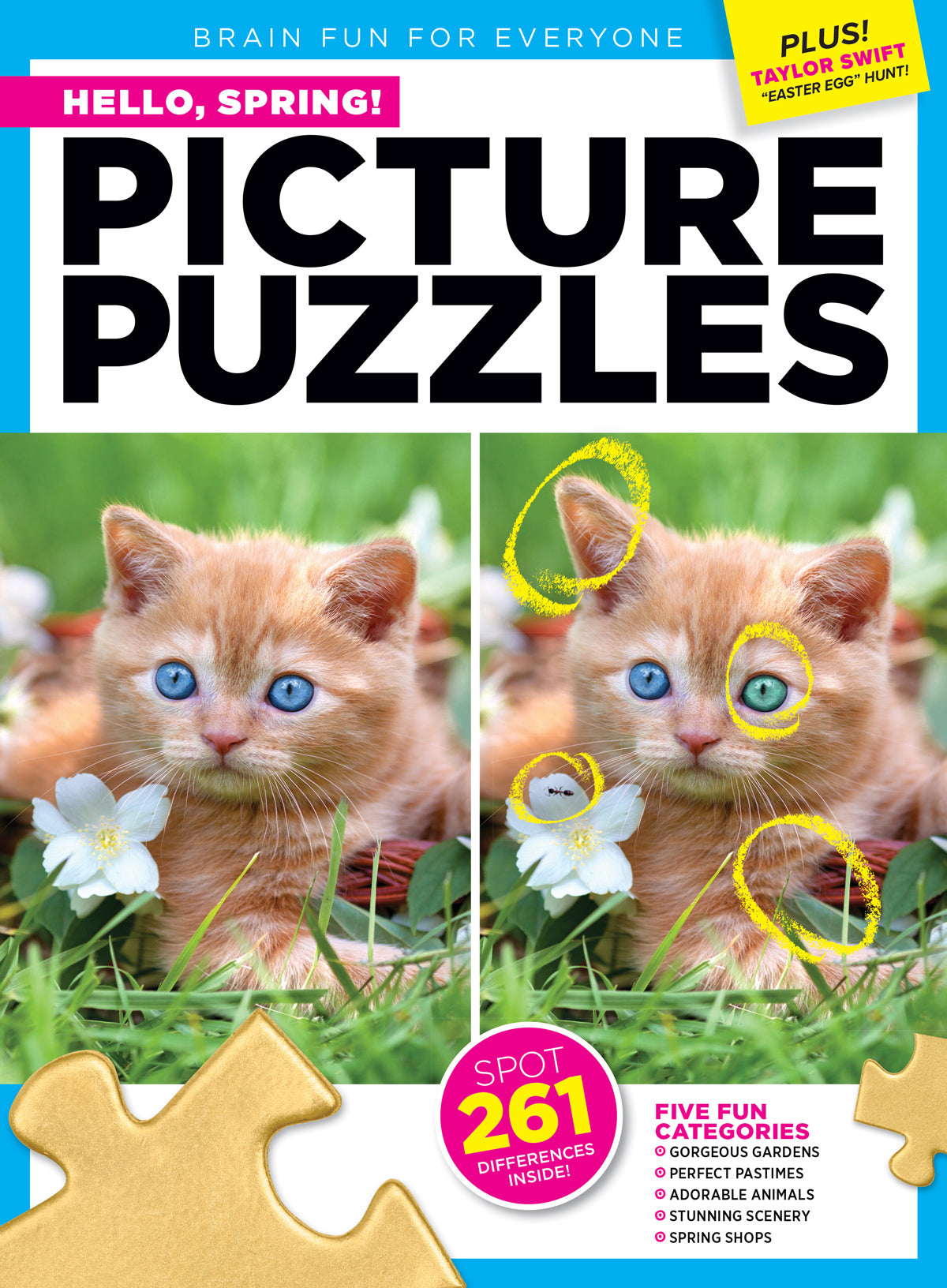 Brain Fun - Picture Puzzles: Spot 261 Differences, Spring Gardens, Pastimes, Cute Animals, Scenery, Shops, Markets, Plus Taylor Swift Easter Egg Hunt, Brain Challenge, Unwind, Unplug, Relax & Solve! Magazine Shop US