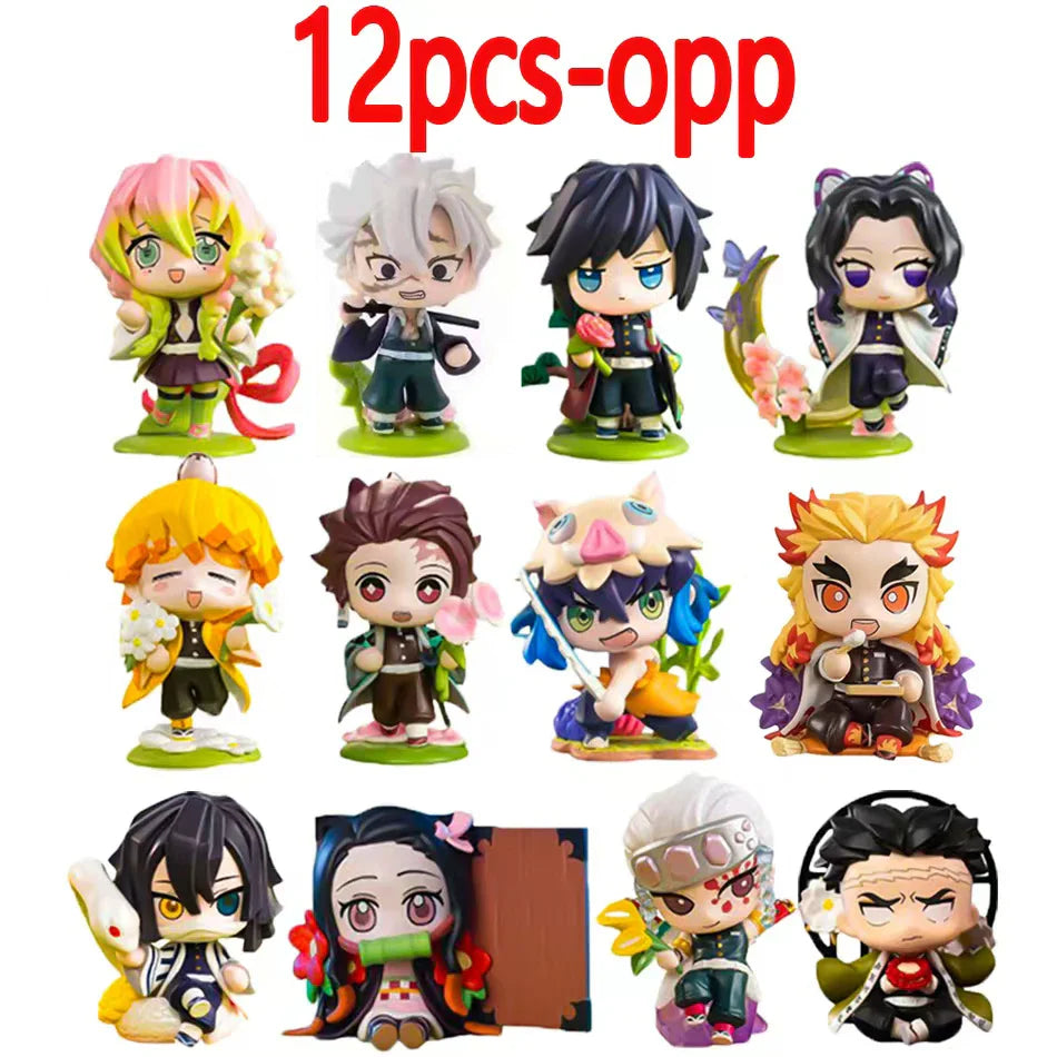 Demon Slayer Blind Box: 12pcs Tanjiro Nezuko Anime Figures 12 pcs with OPP Infinite Visibility