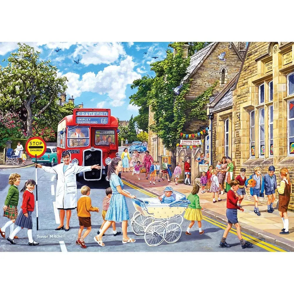 School Days Set of 4 500 Piece Jigsaw Puzzles Gibsons