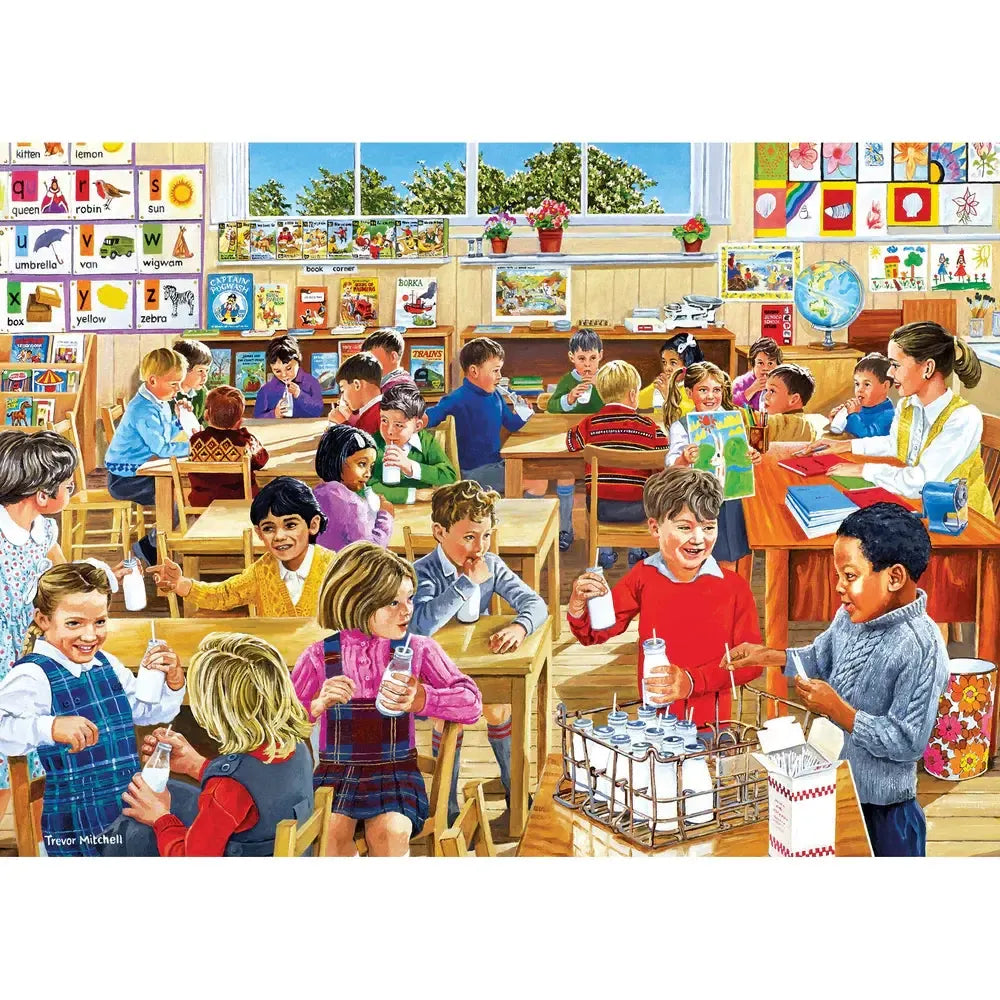 School Days Set of 4 500 Piece Jigsaw Puzzles Gibsons