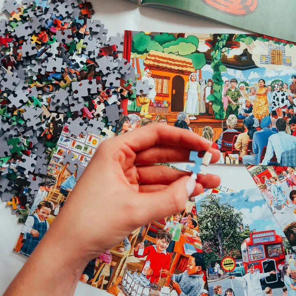 School Days Set of 4 500 Piece Jigsaw Puzzles Gibsons