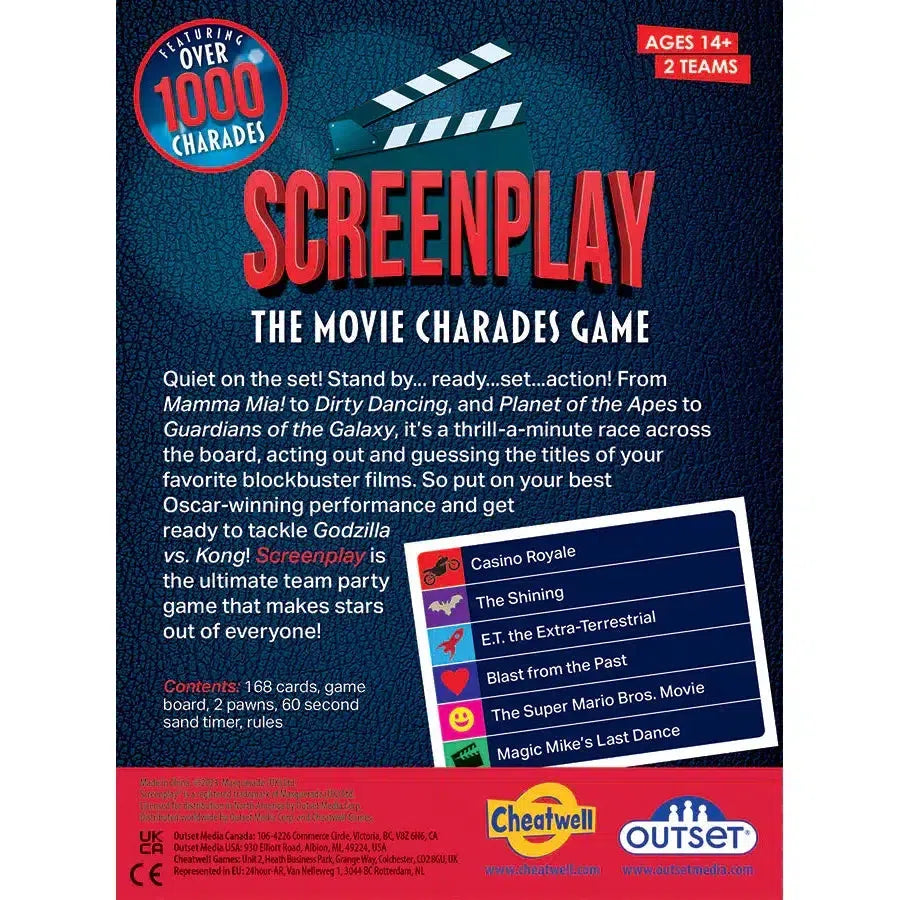Screenplay The Movie Charades Card Game Outset