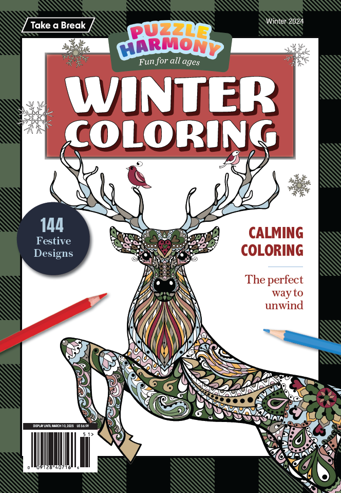 Puzzle Harmony - Winter Coloring Book: 144 Festive Designs, Full-Sized Holiday Themed Book, Calming Coloring, The Perfect Way To Unwind, Boost Creativity, Relax, Unplug, De-Stress, Recharge & Draw! Magazine Shop US