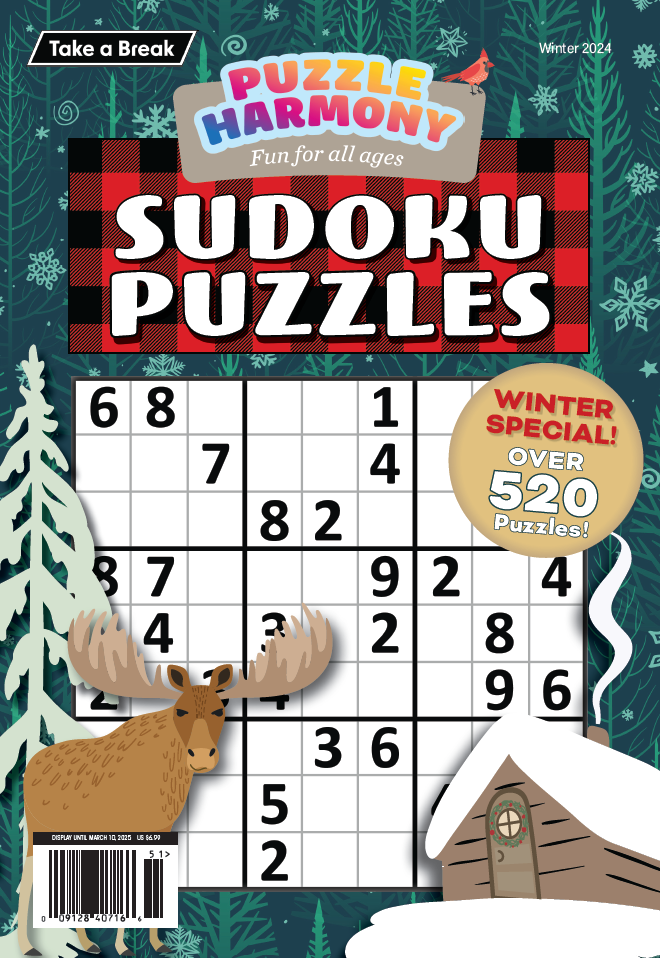 Puzzle Harmony - Sudoku Winter Special: 520+ Puzzles, Holiday Themed Full-Sized Book, All Ages, Sharpen Your Mind, Brain Challenges, Relax, Unwind, Unplug, Recharge, De-Stress, Sit Back & Solve! Magazine Shop US