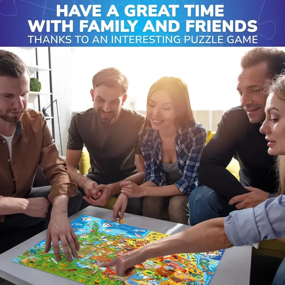 Set of 3 1000 Piece Map Jigsaw Puzzle Quokka