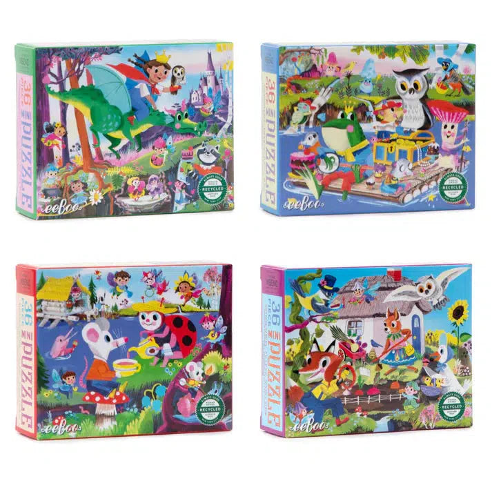 Set of 4 Fairy & Tales 36 Piece Mini Jigsaw Puzzles eeBoo Puzzle Merchant
