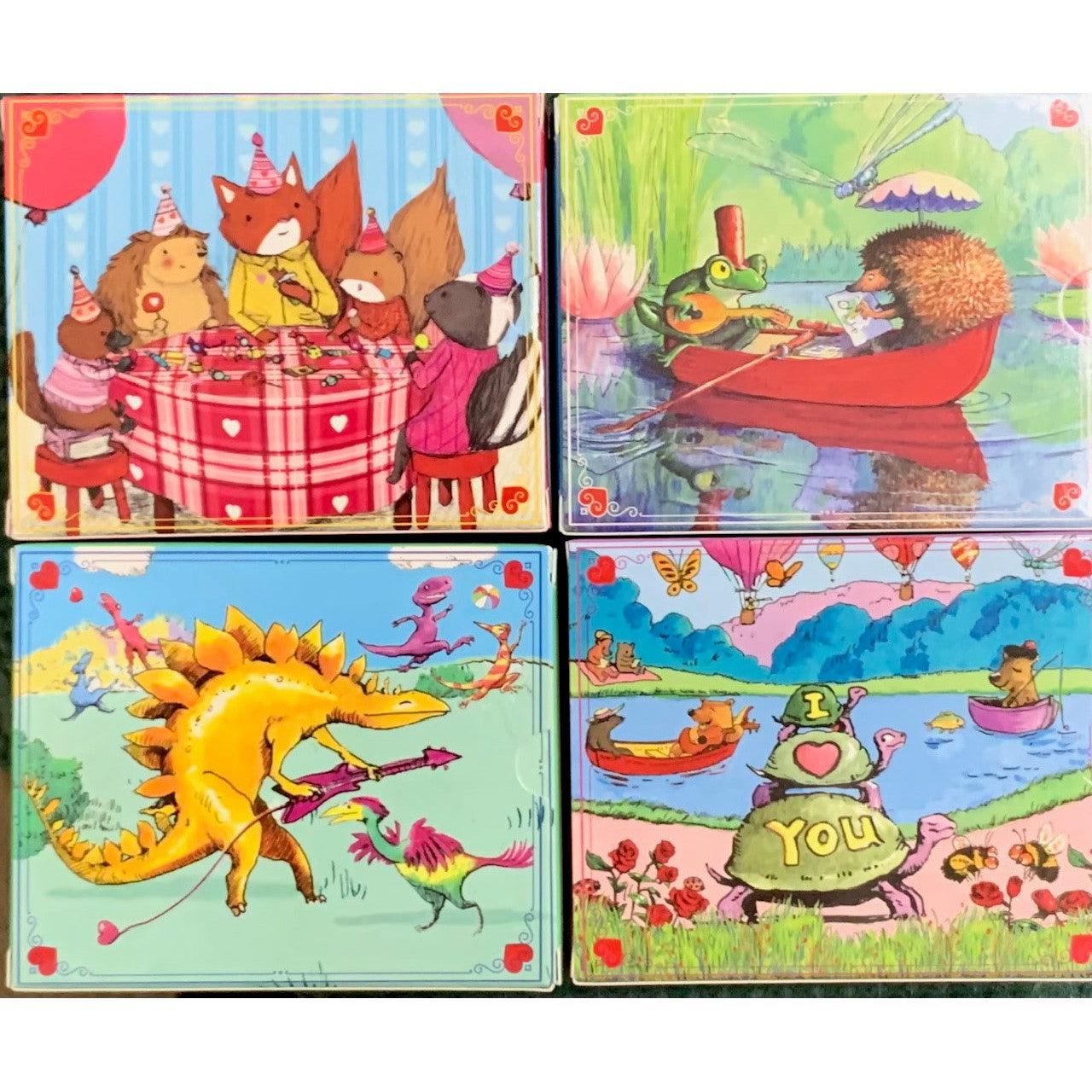 Set of 4 Valentine 36 Piece Mini Jigsaw Puzzles eeBoo Puzzle Merchant