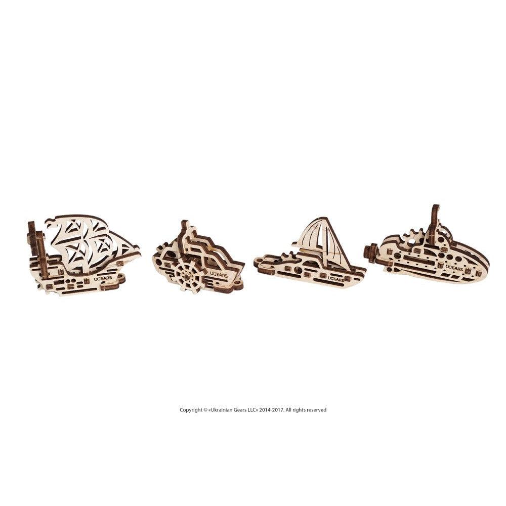 Ship Fidgets Set of 4 3D Wood Model Kit UGEARS
